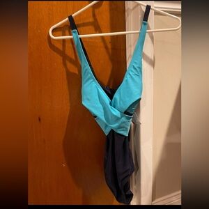 Two tone cross back swimsuit